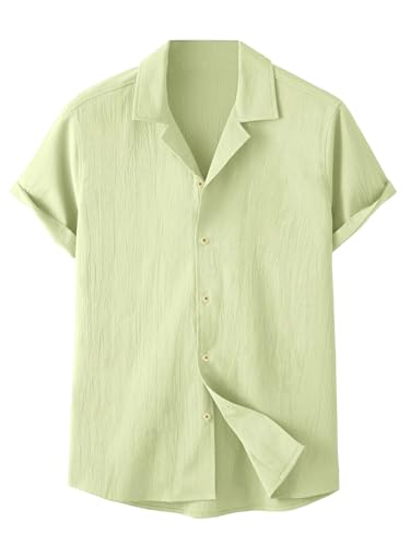 Image of TAGDO Men's Regular Fit Textured Fabric Shirts | Camp Collar & Short Sleeve Button-Down Shirt for Man | Comfortable with Smart Casual Look, Summer Beachwear (5171)