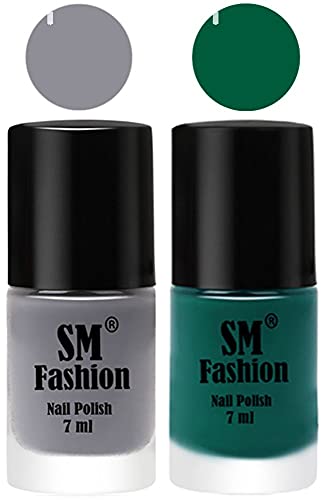 Image of Long Lasting Nail Polish | Nail Paint Combo 7 ml Each) - Set of 2 Gray-Green