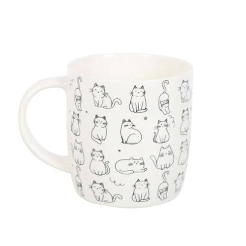 Something Different Wholesale White Happy Cat Mug | Cute Ceramic Mug for Cat Lovers | Whimsical Coffee Cup | Feline Gift | 350ml