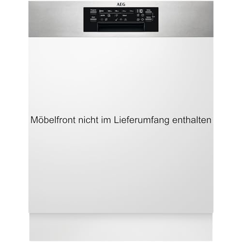 AEG Teilintegrierter Geschirrspüler 60 cm, Spülmaschine Serie 5000: AirDry Kein Nachtrocknen, Energieklasse B, Besteckschublade, 44 dB, Wasserstopp, 14 MG, FES7572APM