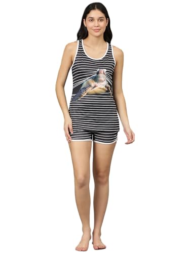 Image of KOTTY Women's Printed Satin Night Suit Shirt & Pyjama Set