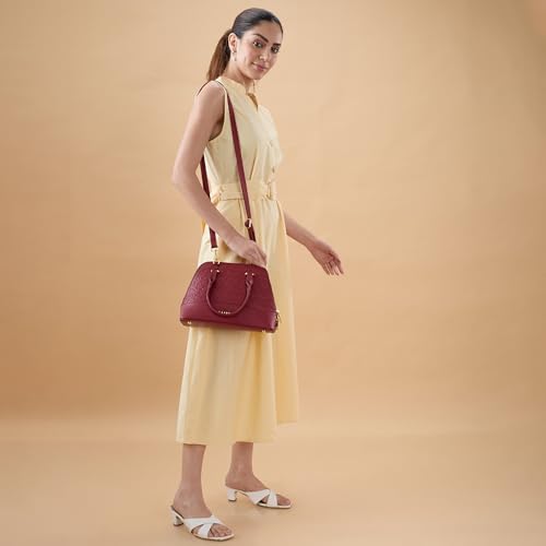 Image of Caprese Rain Small Satchel Bag with Adjustable & Detachable Strap | Versatile Shoulder, Crossbody & Handheld Bag with Multiple Compartments for Work, Travel, and Everyday Use