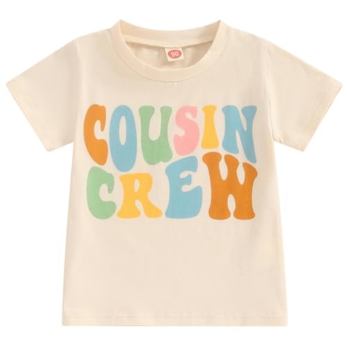 Cousin Crew Shirt for Toddler Boys Girls Cousin Matching Outfits T-Shirt Big Cousin Crewneck Pullover Tee Summer (Apricot, 6-7 Years)
