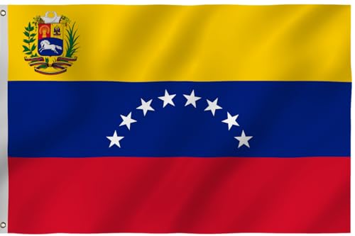 Venezuela Flag 3X5FT Large Venezuelan National Flag Men Women Banner Fade Proof Vivid Color Double Stitched with 2 Brass Grommets Indoor Outdoor Use Bar Garden Street Decoration GYM Office Decor Gifts. (3x5ft)