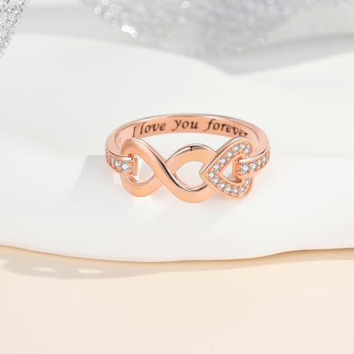 925 Sterling Silver Infinity Heart Promise Rings Wedding Bands Rings for Women3
