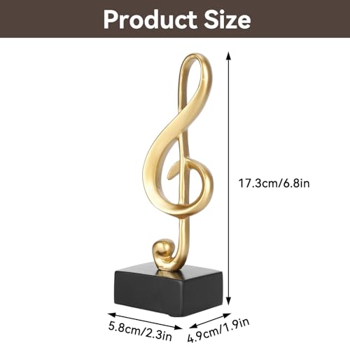 Statue Musicale Clé de Sol Résine Dorée 17,3cm HERCHR