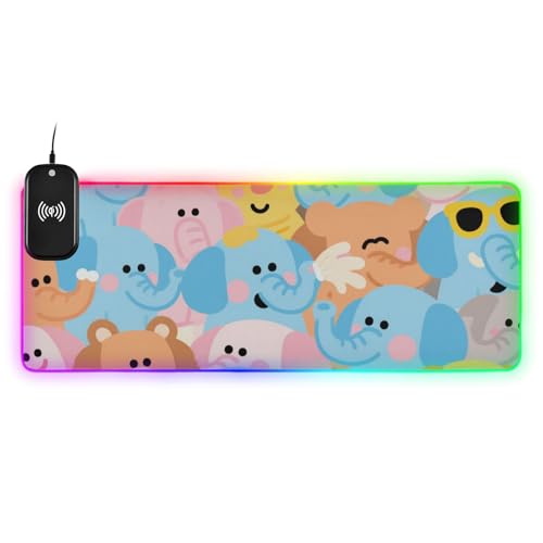 Tapis de souris lumineux grand format 91x41 cm avec cable de charge pour bureau ordinateur