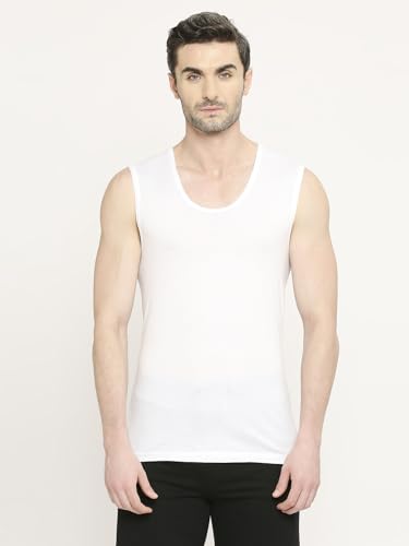 Image of VIP FAB 100% Cotton Round Neck Sleeveless Broad Shoulder Vest Combo Set for Mens, White