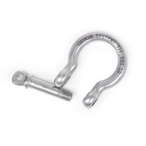 Shonan 5/16" Bow Shackles, Heavy Duty D Ring Shackle Marine Grade, 4 Pcs Stainless Steel Anchor Shackle Screw Shackles For Lifting, 880 Lbs Capacity #TOP3