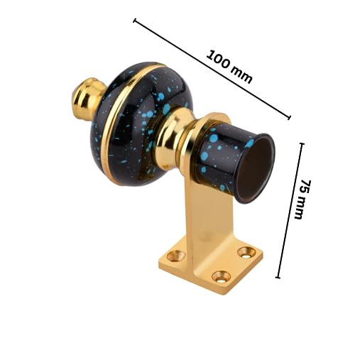 Image of Stylish Curtain Hooks /Curtain Knobs /Rod Rail Bracket for Home Black Blue Marble Finish (12P, Black Blue Marble Gold)