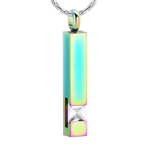 ADENLA Joyería de cremación Collar para Cenizas Piedra de Nacimiento Colgante de Urna de Cubo Colorido Memorial para Seres Queridos Soporte para Cenizas Regalo de Recuerdo para Mujeres Hombres-Blanco