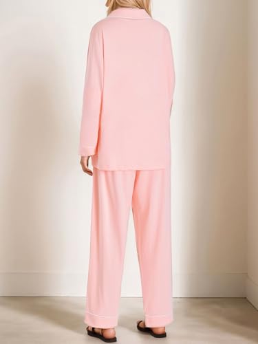 Latuza Women's Petite Size Button Down Pajamas Set Long Sleeve2