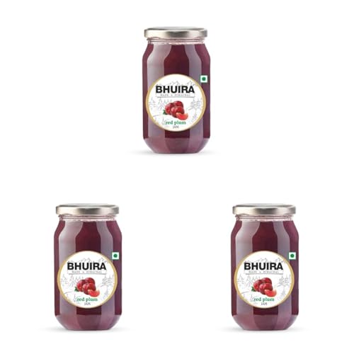 Image of Bhuira Red Plum Jam - 240g | All Natural No Added Preservatives, Artificial Colors | Handmade Himachal Vegan Spread | Breakfast Dessert Jam | Healthy Snack | Sweet Tart (Pack of 3)