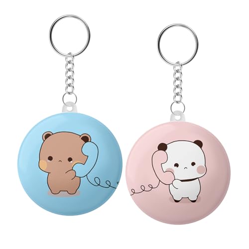 Image of Babu Dudu Long Distance Relationship Couple Keychains - Cute Panda & Bear Talking on Phone | inchMiss You inch Kawaii Matching Keyring Set for Boyfriend, Girlfriend, Best Friends (Set of 2)