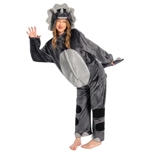 OLAOLA Triceratops Adult Onesie, Unisex Animal Onesies, Plush Cosplay Pajamas, One Piece Sleepwear Costume, Large