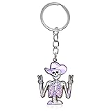 Aureliayue Funny Skeleton Cowboy Keychain for Men & Women, Durable Key Ring for Car, Bag, Keys, Cool Accessories for Keys