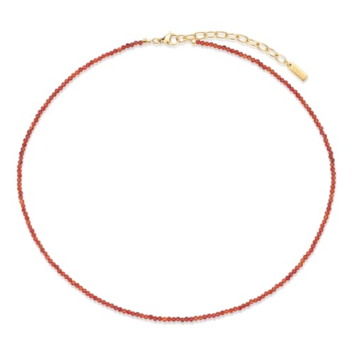 COAI Red Carnelian Jewelry Red Beaded Necklace for Women
