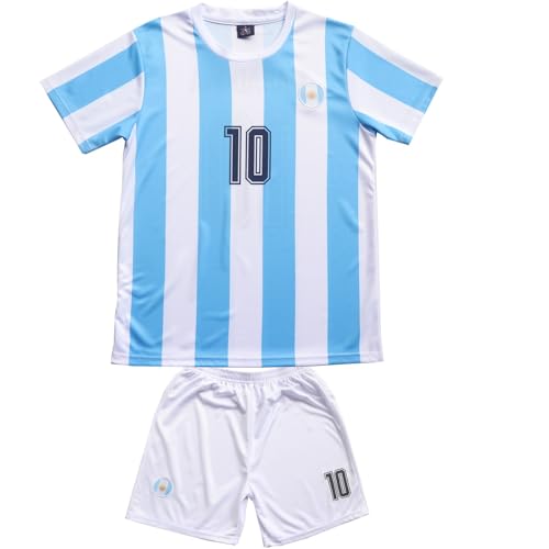 Vintage Argentina Diego Home #10 Retro Football Soccer Kids Jersey Shorts Socks Set Youth Sizes2