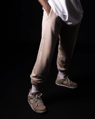 Image of ZAMS Techwear Joggers: Unisex Baggy-fit Trackpants in Sleek Black and Beige Premium Cotton, They Blend Comfort with Bold techwear Vibes-Ideal for Anyone, Anywhere.