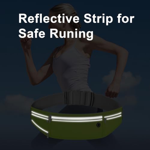 Image of Slim Running Belt for Women Men,Runners Fanny Pack Phone Holder,Money Belt,Running Gear Accessories,with 3 Pockets (Grass green)