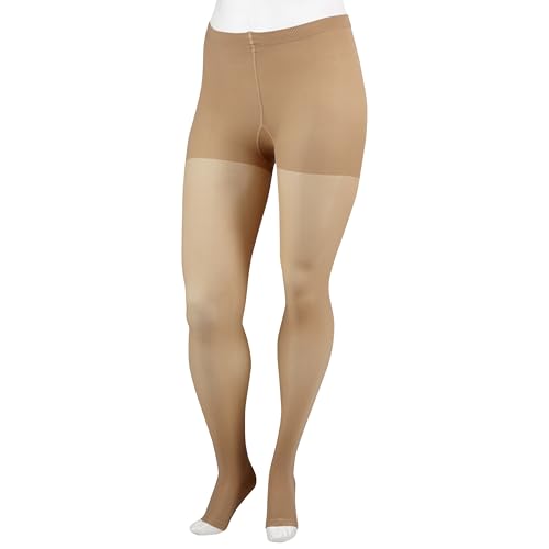 Image of Juzo Soft 2001 Pantyhose 20-30 mmHg Open Toe Compression Hose for Men & Women, Short