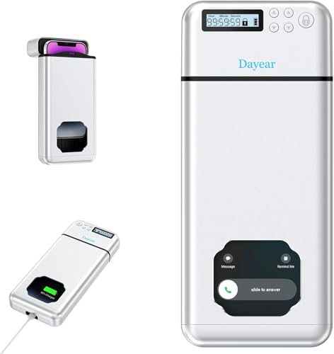 Dayear Phone Lock Box, Safe Timed Lock Box für iPhone/Android, Telefon Gefängnis mit Timer, Telefon Gefängnis Hilfe Kinder/Erwachsene Selbststeuerung/Silber