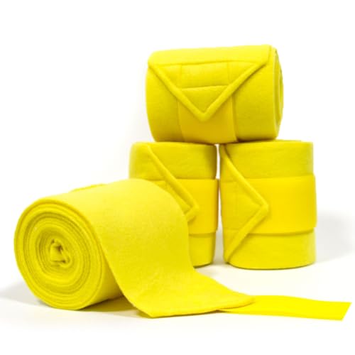 Image of Horse Polo Leg Wraps Soft Fleece Wraps Equestrian Leg Bandage 4-Pack (Cob(8.2ft), Yellow)