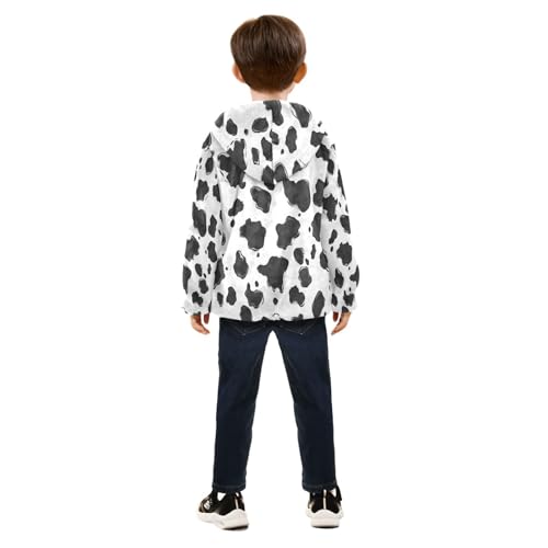 Cow Print Toddler Fleece Jacket Girl Boys Hooded Fleece Jacket Coat Warm Outwear Zip-up 3-10T4