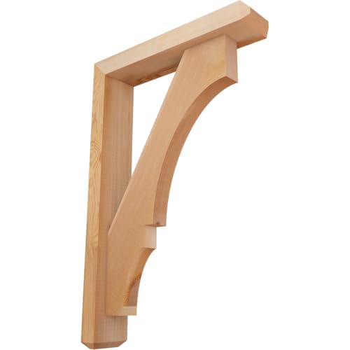 3 1/2"W x 16"D x 24"H Balboa Craftsman Smooth Bracket w/Offset Brace, Western Red Cedar