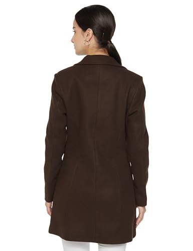Image of Qube By Fort Collins Women's Semi-Long Tweed Coat with Knitted Finish - Elegant Winter Outerwear for Casual and Formal Looks