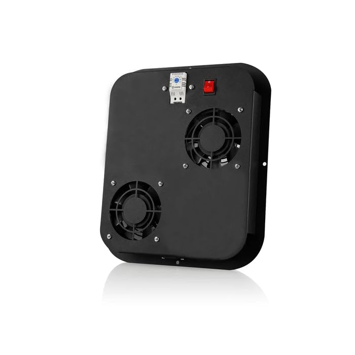 Free‑Standing 2‑Fan Module – Analog Thermostat & On/Off Switch – Quiet Rack Cooling