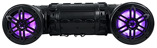 Image of Rockville RATV80L V2 Bluetooth ATV /UTV Speaker System, 600W, Dual 8 Woofers, LED Lighting, Waterproof, Wired Remote, Heavy-Duty Mounting, Perfect for Off-Road, Snowmobiles, and Marine Use | 600W Peak, 300W RMS, Waterproof, 3.5mm Aux, Handlebar Remote, 19 LED Modes, 20 Colors, Mounting Straps