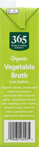 Image of 365 by Whole Foods Market, Organic Low Sodium Vegetable Broth, 32 Fl Oz (Pack of 4)