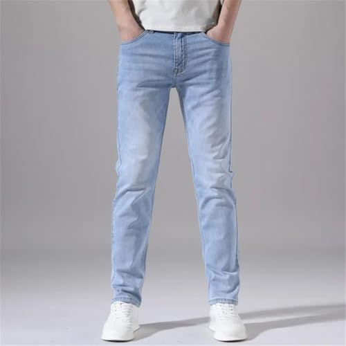 Men's Slim Straight Fit Jeans Stretch Denim Pants Lightweight Casual Regular Fitness Trousers for Everyday Wear4