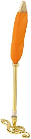 SPICE OF LIFE Feather Quill Pen & Stand Holder - Mini Orange with Gold Tip - Ballpen Set, Office/School Accessories