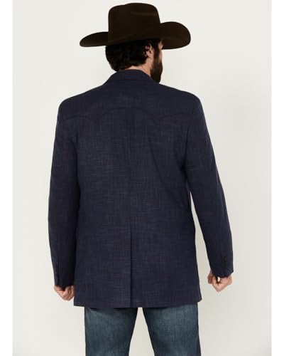Circle S Men's Plaid Print Western Sportcoat Navy 44 LNG US4