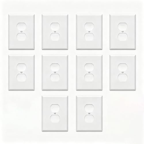 Image of ZEFTV Over-Size Duplex Outlet Cover Wall Plates 1-Gang 5.5 inch x 3.5 inch Switch Outlet Electrical Cover Plate Unbreakable Thermoplastic Faceplate for Light Receptacle Outlet Switch, White (10 Pack)