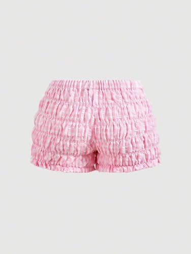 Image of Cute Bloomers Shorts for Women Y2k Ruffle Gingham Bottoms Low Rise Lounge Boy Shorts Plaid Mini Pj Boxers