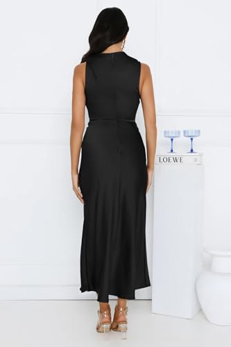 Memoriesea Women's Sexy Sleeveless Cowl Neck Flowy A Line Party Cocktail Midi Dress4