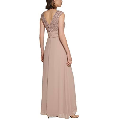 Image of Jessica Howard Women's Cap Sleeve Boat Neck Embellished Chiffon Gown