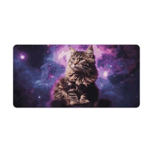 Tapis de souris grande taille chat nébuleuse sous-main bureau imperméable