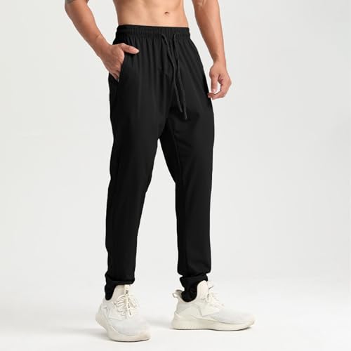 Akklian Men's Elastic Waist Quick Dry Hiking Running Pants 2025 Comfy Lightweight Outdoor Sweatpants with Zipper Pockets2