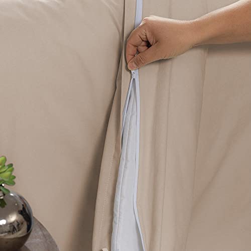 Capa de Edredom Duvet 100% Algodão Dupla Face Com Zíper Queen Percal 200 Fios (Cáqui)