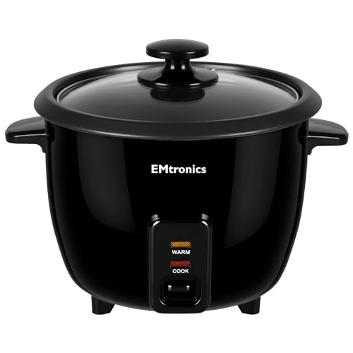 EMtronics EMRCBL1 Rice Cooker 1 Litre with Automatic Cooking and Warmer Function with Removable Non-Stick Bowl, Measuring Cup and Spatula 400W - Black - Image 3