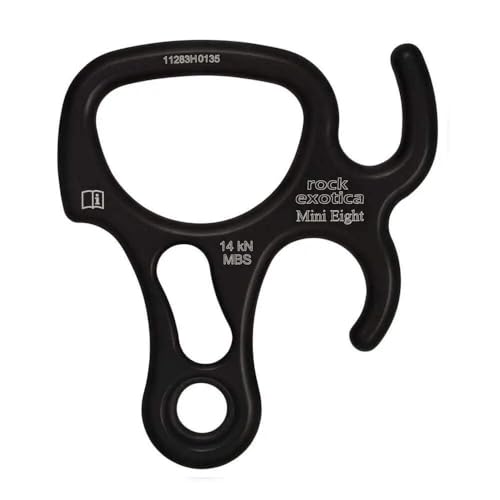 Rock Exotica MiniEight Descender - Lightweight Aluminum Figure 8 with Side Ears for Rappelling and Rope Control – Made in The USA