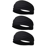 ヘアバンド メンズ ヘッドバンド 【紫外線防止指数 UPF50+(検査済)】【驚きの吸汗力・肌触りが柔らかい】【 洗顔・おうち時間とアウトドアにもお勧め】 ヘアターバン 汗止め 洗顔 薄型 スポーツ ランニング ダンス ヨガ ジョギング オールシーズン 男女兼用 3本セット (#04.ブラック*3)