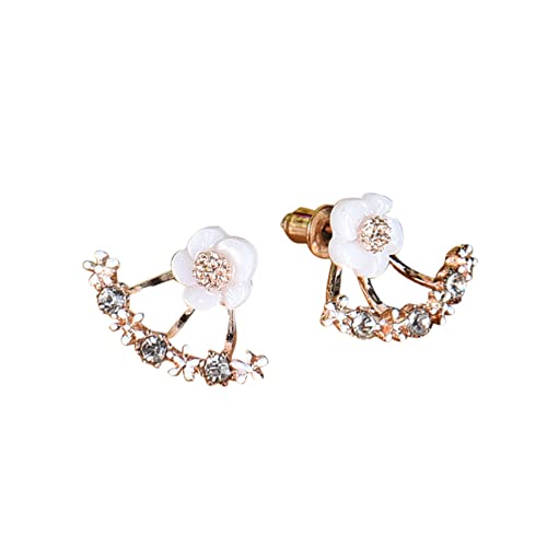 Regalos de flores para mujeres, amigos, regalos, amigos, aretes de margarita, aretes pequeños, aretes de aro ancho para mujeres (oro rosa, talla única) Cover