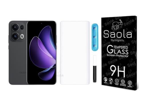 Image of Saola 1-Pack UV Curved Tempered Glass for Oppo Reno 13 Pro | 9H Hardness | Edge-to-Edge Full Screen Coverage | UV Light Installation | Scratch Resistant | Case Friendly Screen Protector. (6.83 Inches)
