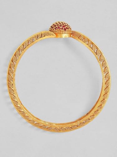 Image of Rubans Set of 2 22K Gold-Plated Stylish Stone Studded Traditional Bangles for Womens & Girls
