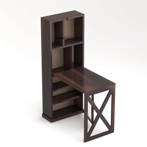 Image of SUNCOM Solid Sheesham Wooden Bar Cabinet for Home - Wooden Wine Rack for Home Bar - Foldable Modern Bar with Shelves & Glass Door Storage (Walnut)